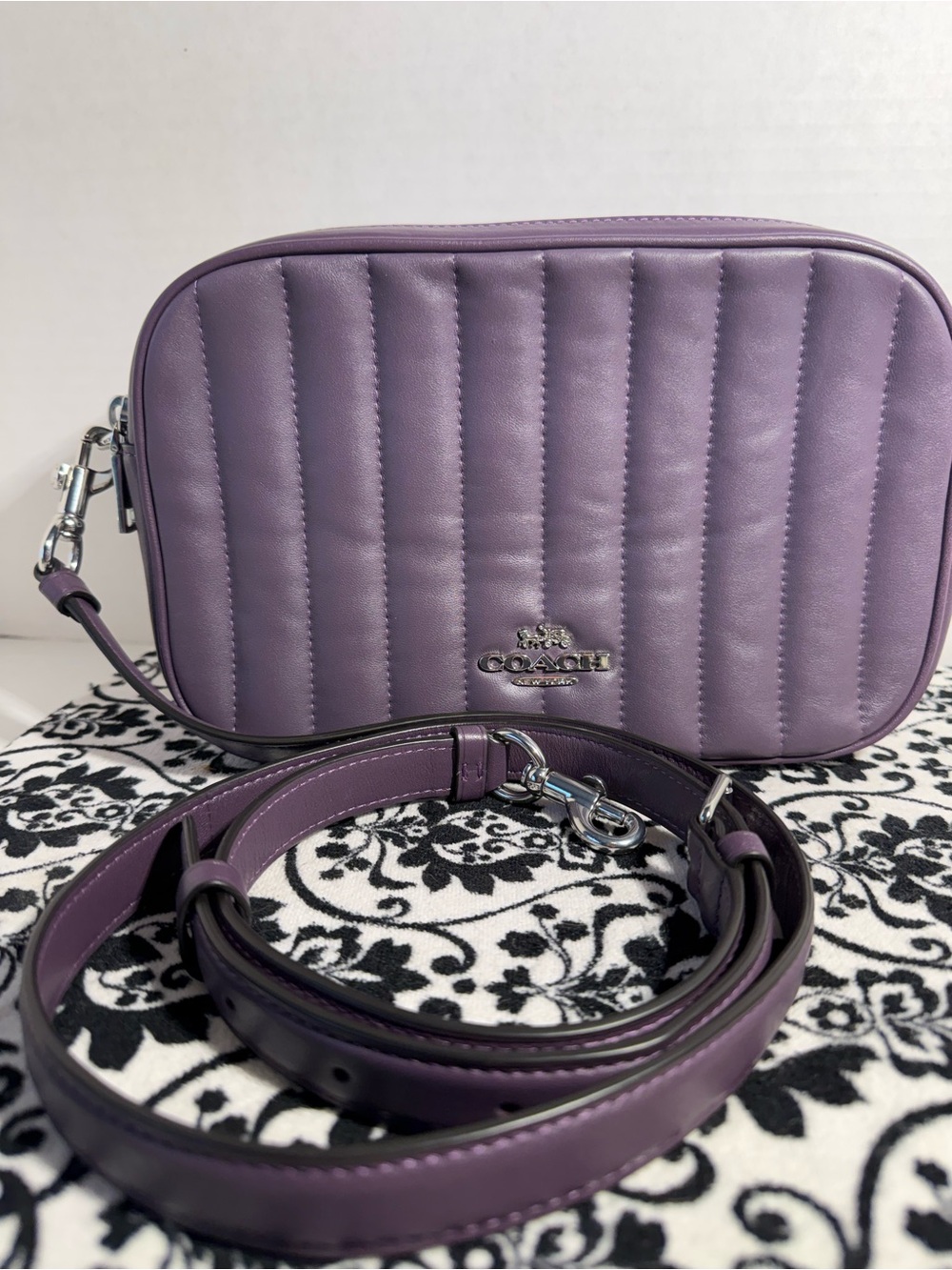 Coach Jes Crossbody with Puffy Linear Quilting in Amethyst